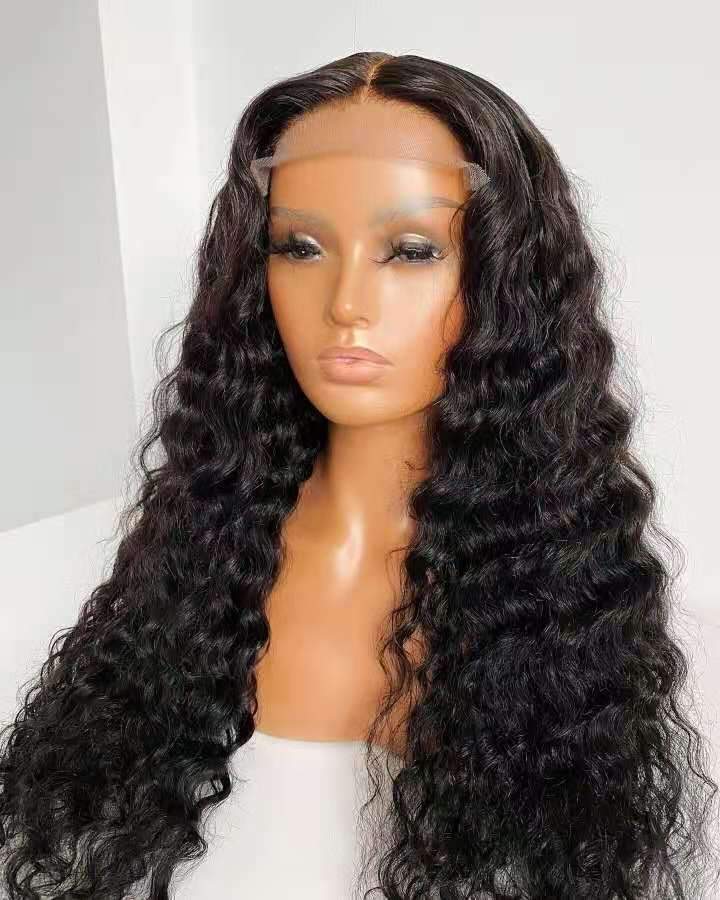 Natural Curly Wig with 5x5 Lace Closure Front View