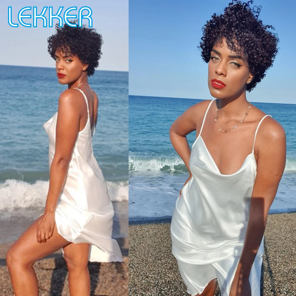 13x6x1 Lace Part on Pixie Short Curly Bob Human Hair Wig