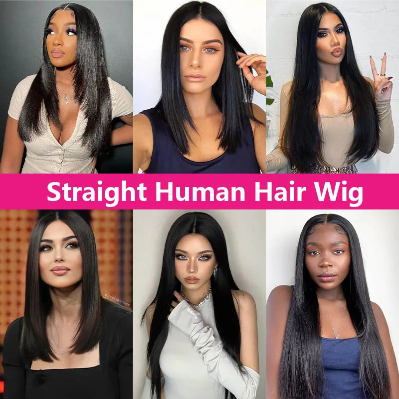 Hey Girl Hey straight human hair wig styled for natural look