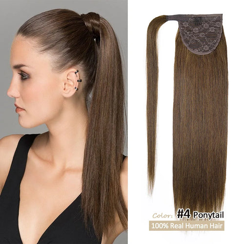 Easy-to-Apply Wrap-Around Ponytail Extension in Straight Human Hair