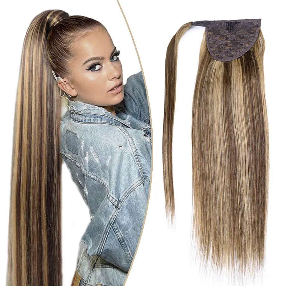 14-22 Inch Long Straight Wrap-Around Ponytail Extension