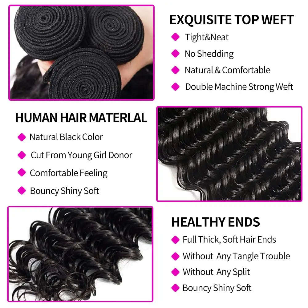 Body Wave Human Hair Bundles Styled - 18 20 22 Inches