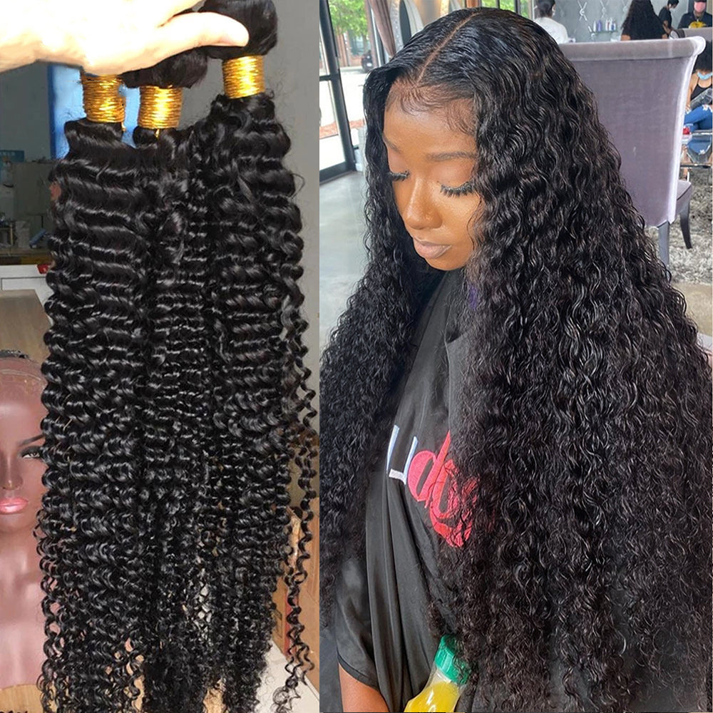 Brazilian raw curly human hair bundles - 30 to 36 inches