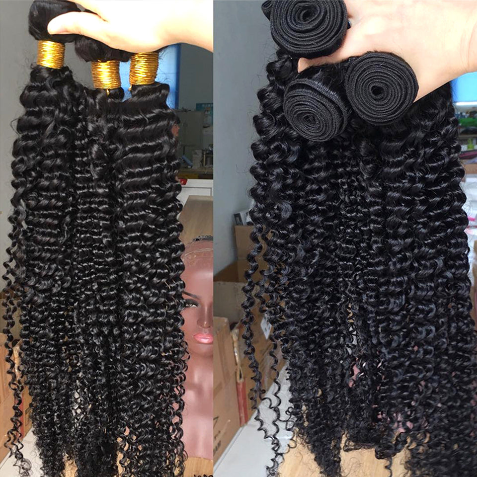 Weft details of Brazilian raw curly human hair bundle