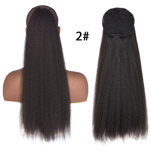 Natural-looking yaki straight ponytail extension