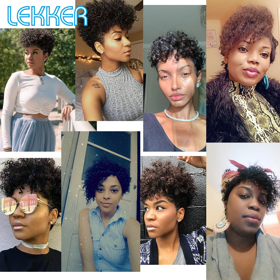 Afro Kinky Curly Texture on Short Pixie Cut Bob Wig