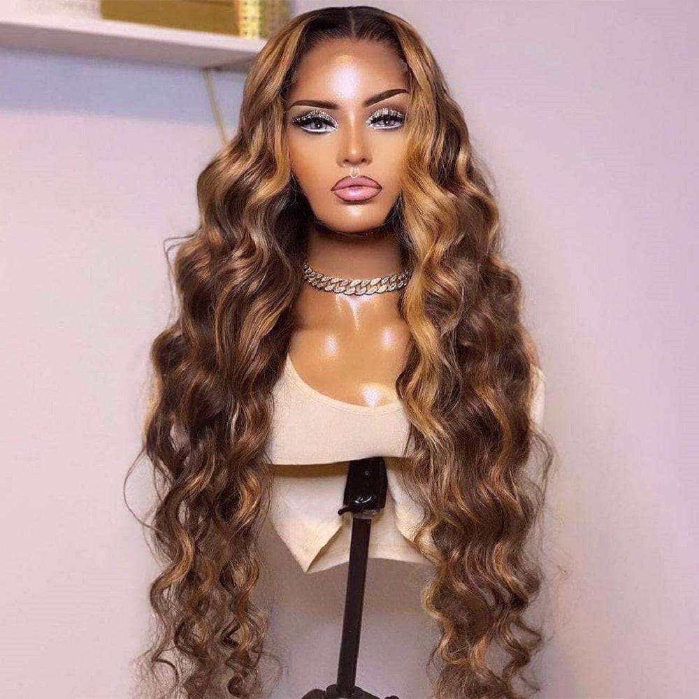 360 HD lace frontal wig with 4/27 highlights in body wave style