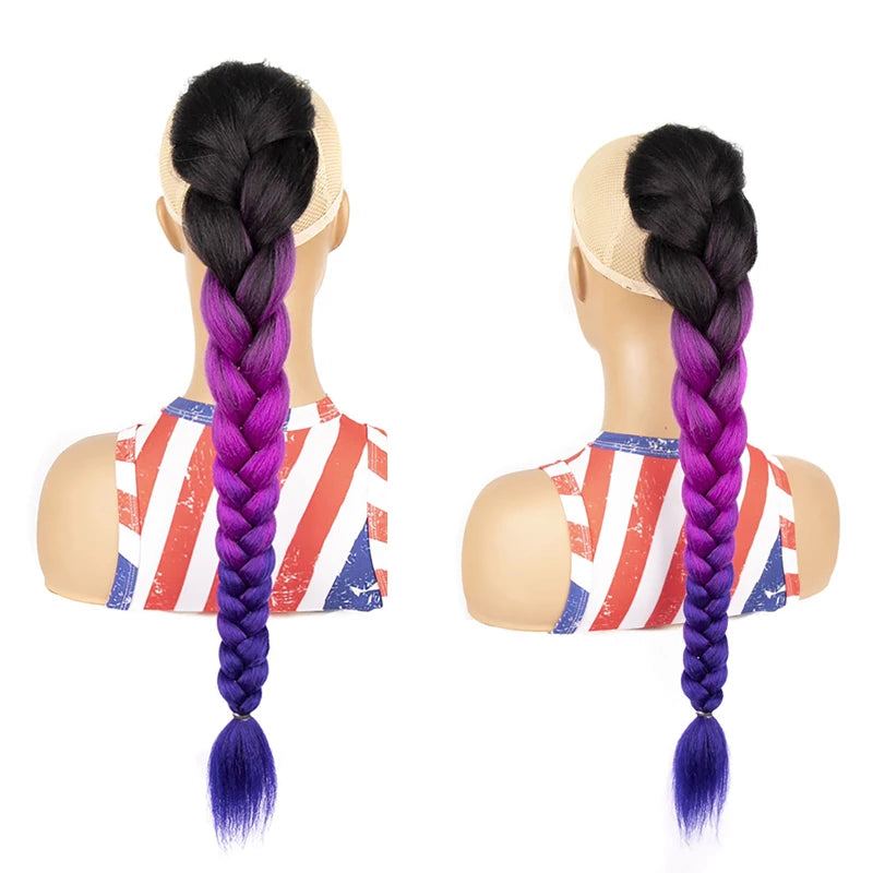 GlamourLocks Synthetic Ponytail – Long Kinky Straight Braided