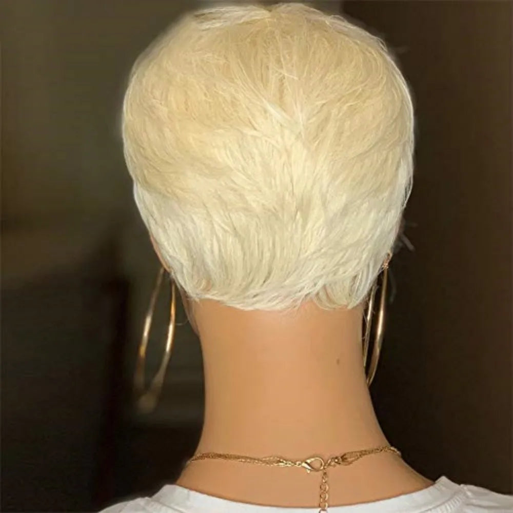 Pixie Cut Wig - Short Blonde Human Hair Wig