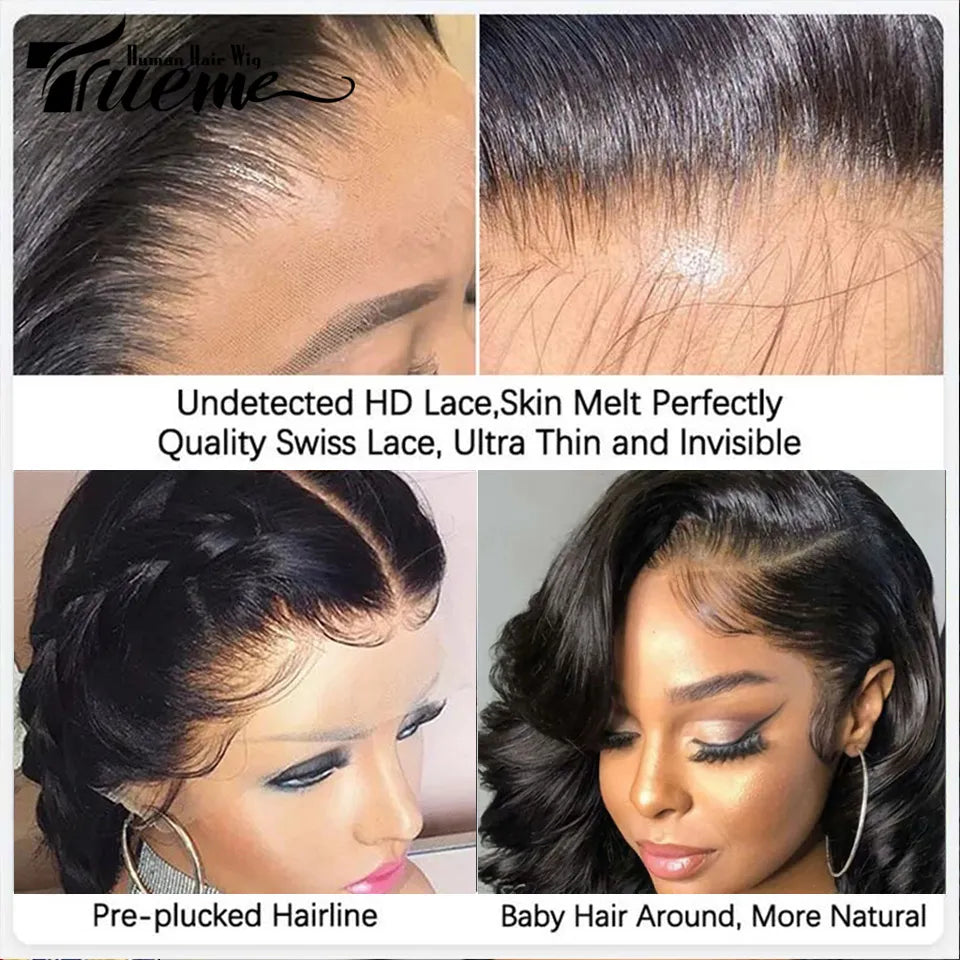 Body wave human hair wig with HD transparent lace front"