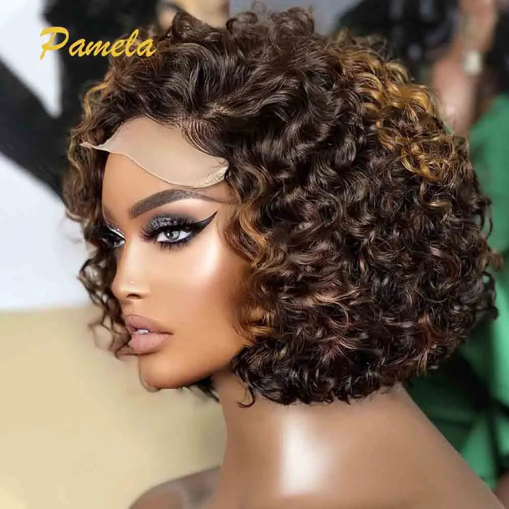 Side View of Highlight Blonde Short Bob Wig - Glueless Human Hair