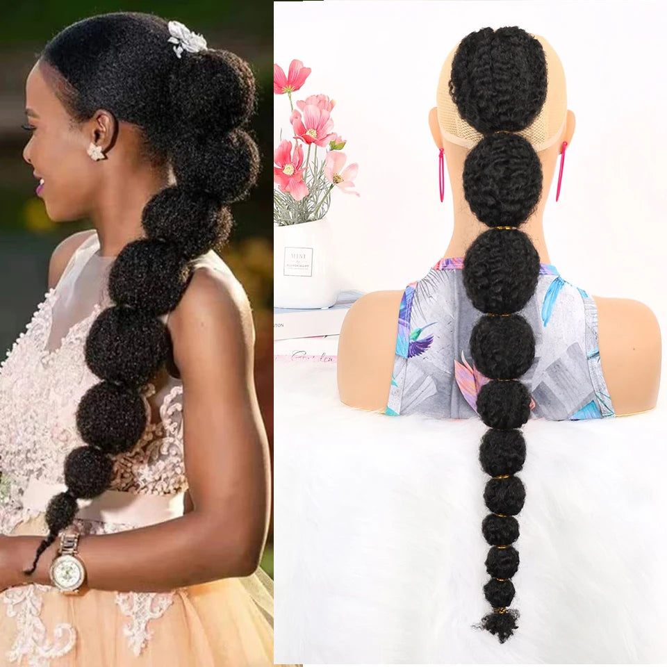 Lala's Double Bubble synthetic lantern bubble ponytail extension