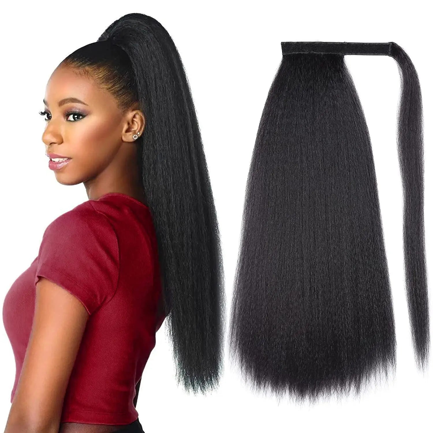 Natural-looking yaki straight ponytail extension