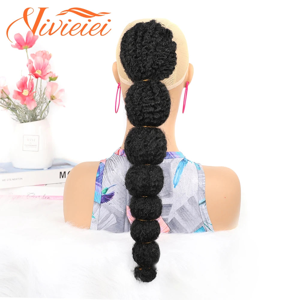 Afro Curly Texture on Bubble Ponytail Clip-In Extension