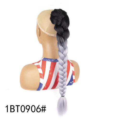 GlamourLocks Synthetic Ponytail – Long Kinky Straight Braided