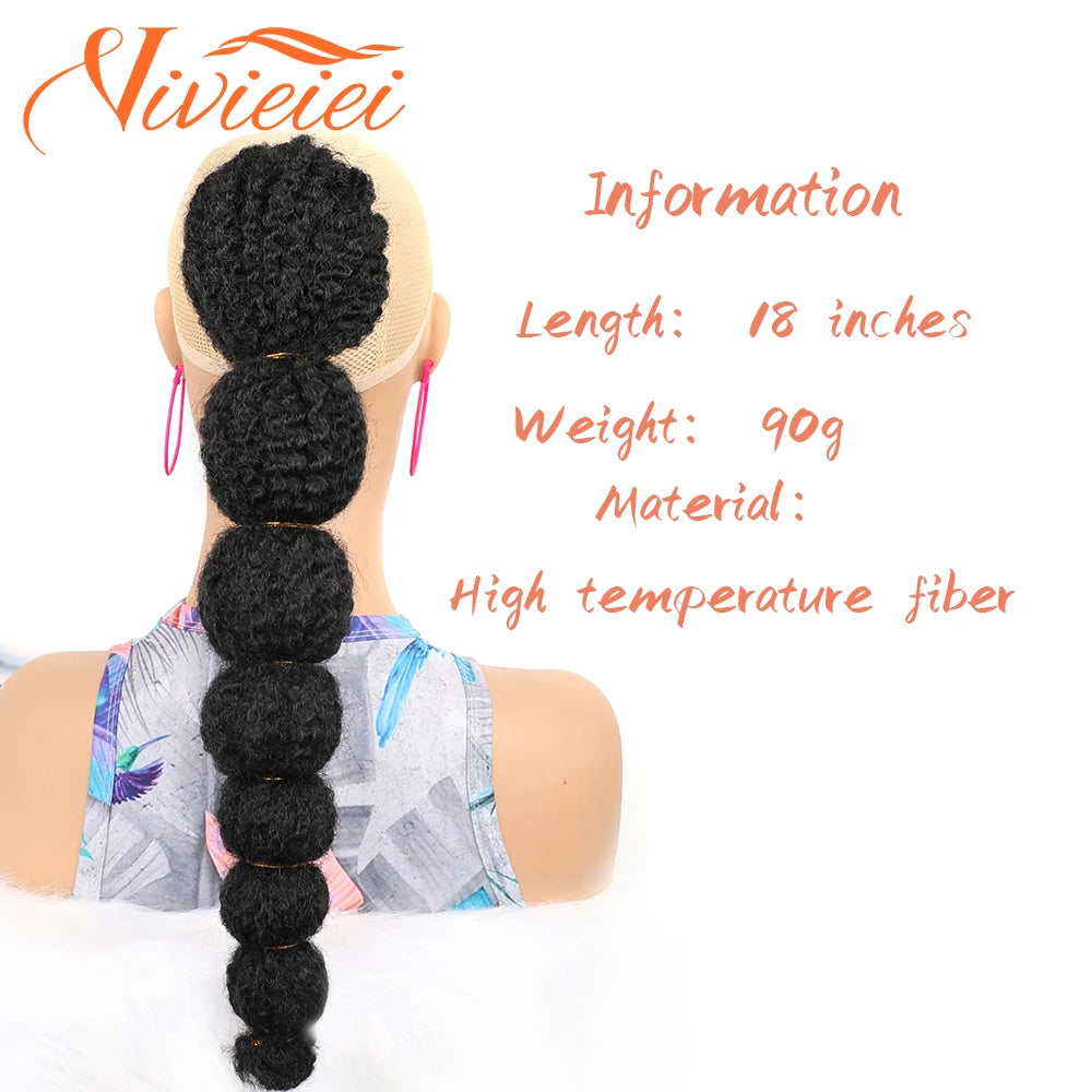 Unique Afro Curly Bubble Ponytail Style - Synthetic Clip-In for Women