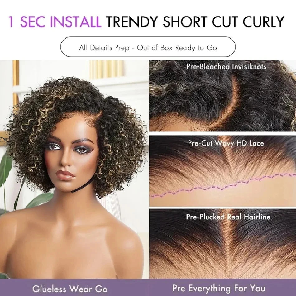 Deep Wave HD Lace Wig – Short Human Hair Wig