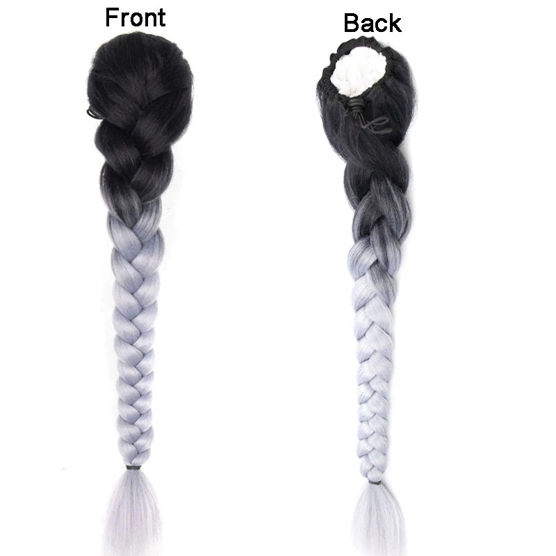 GlamourLocks Synthetic Ponytail – Long Kinky Straight Braided