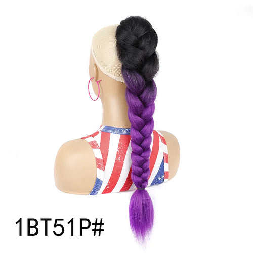 GlamourLocks Synthetic Ponytail – Long Kinky Straight Braided