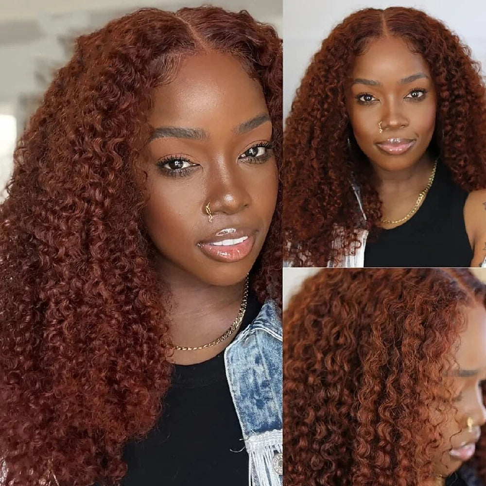 Close-up of Kinky Curly Texture in Reddish Brown - Brazilian Human Hair