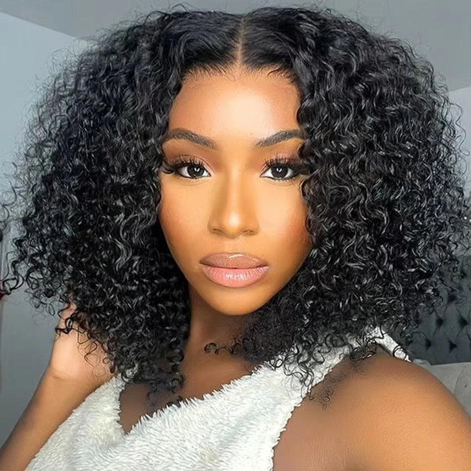 200% Density Curly Bob Wig - 13x4 Lace Front Brazilian Human Hair