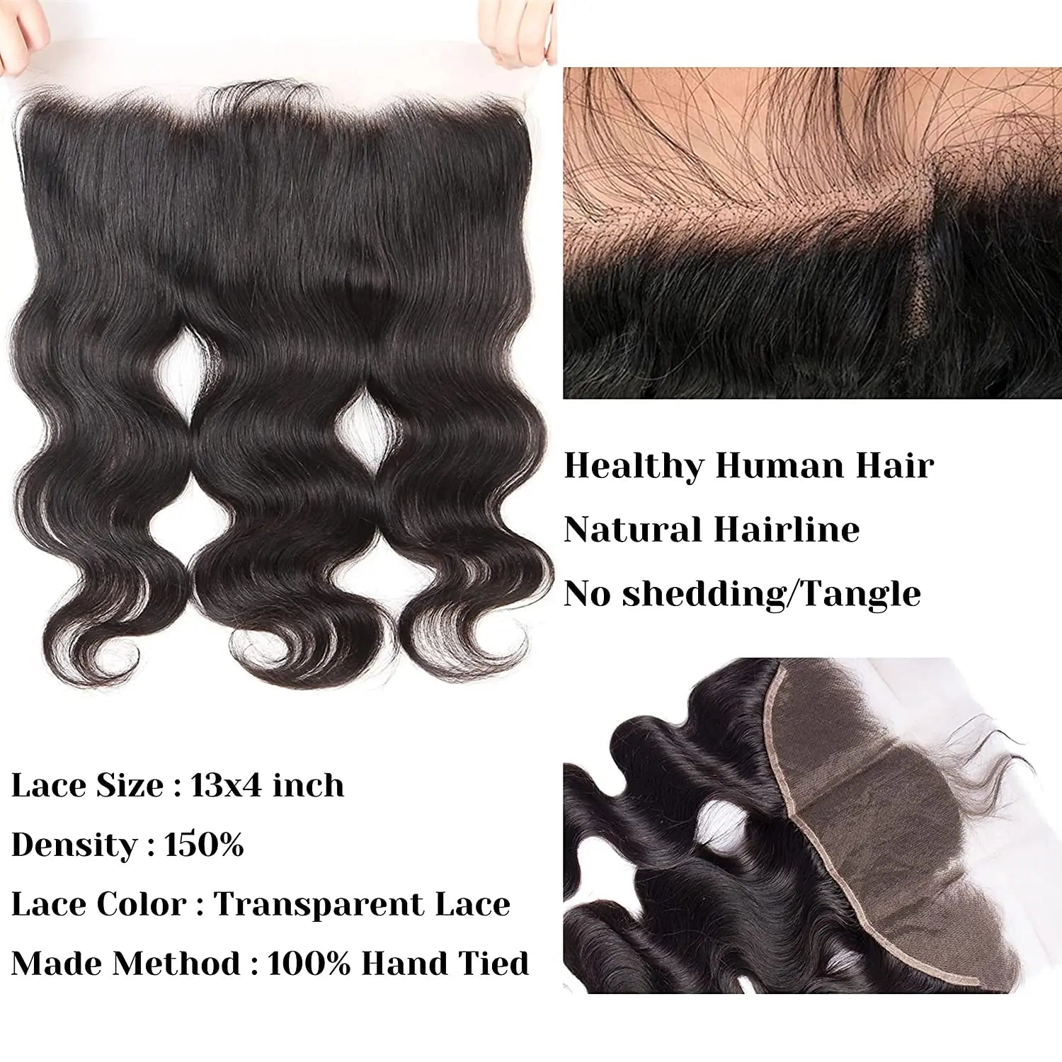 Brazilian body wave human hair bundles with 13x4 lace frontal