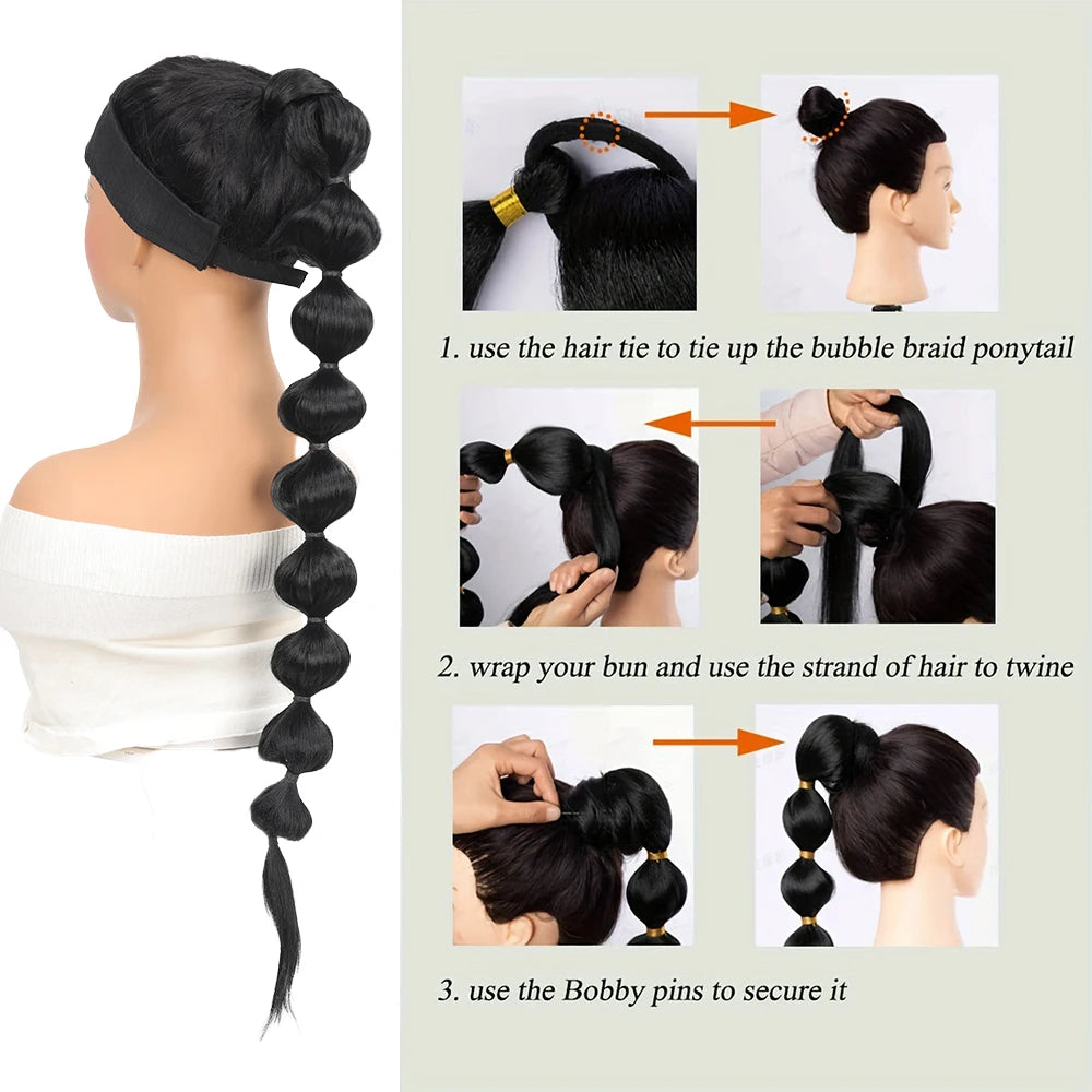 Clip-in Afro puff bubble ponytail extension