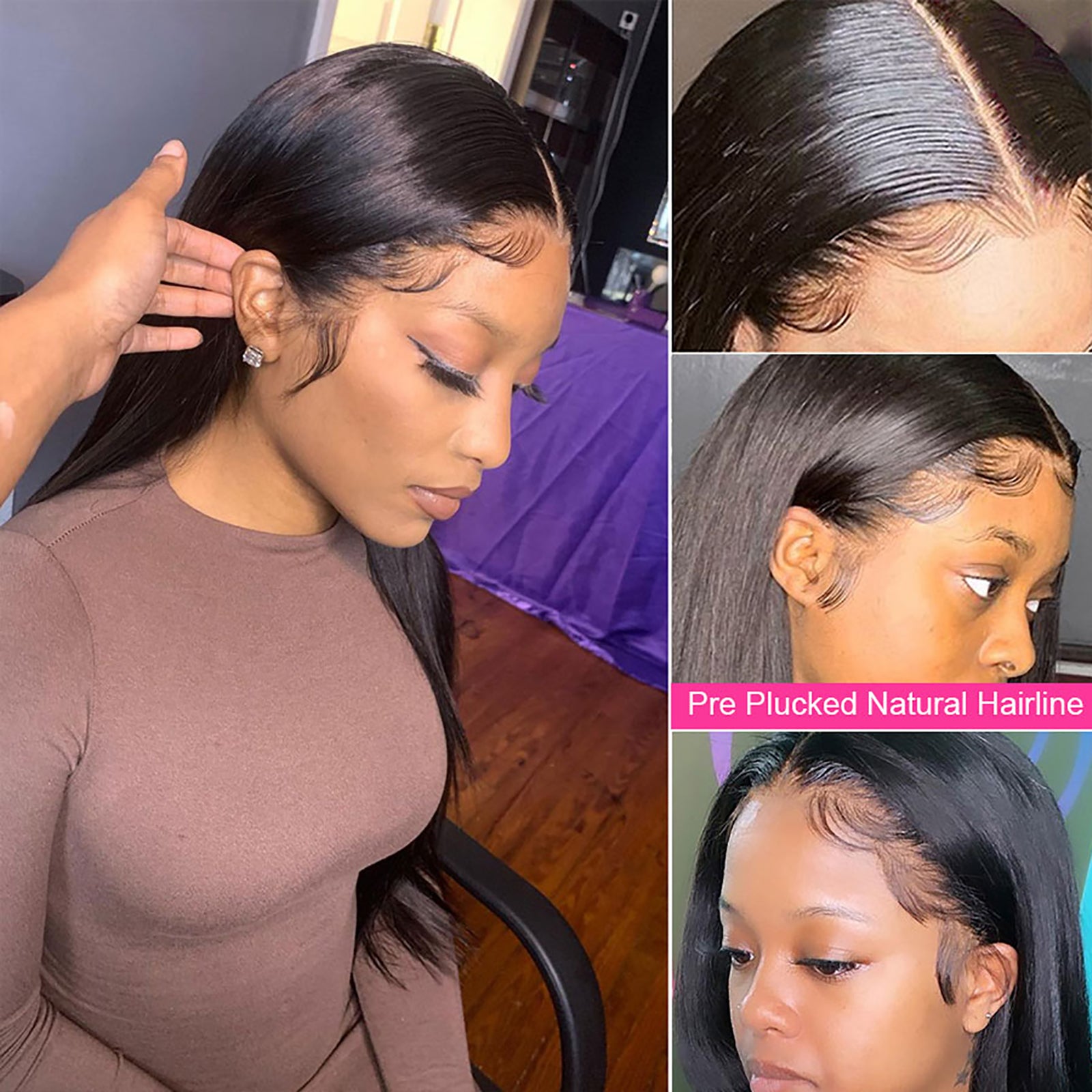 Gigi's Power Rock bone straight wig styled for natural look