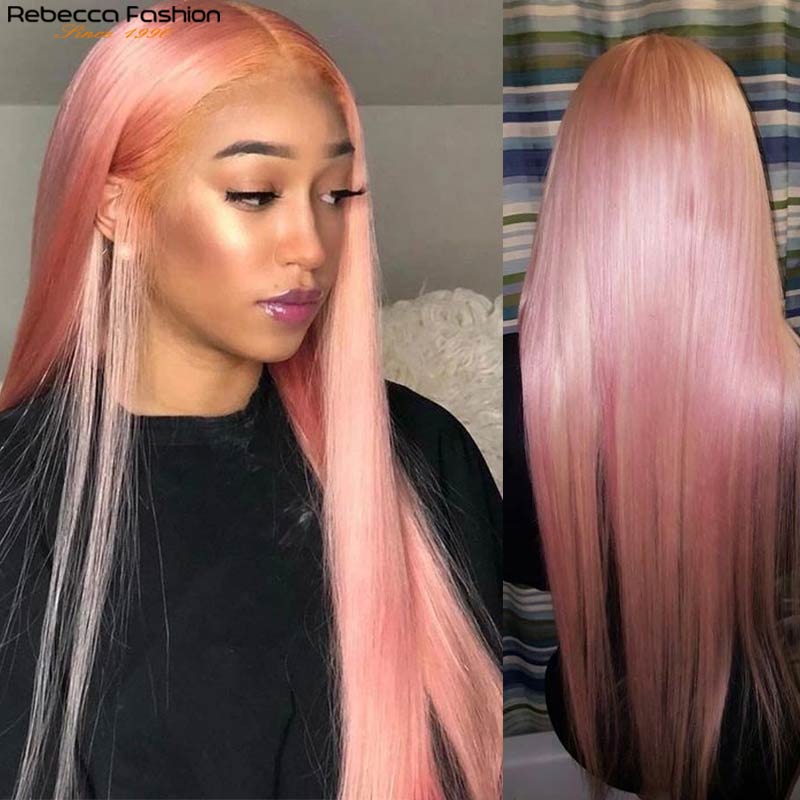 Peruvian Remy Pink Human Hair Wig - Side View, Straight Texture