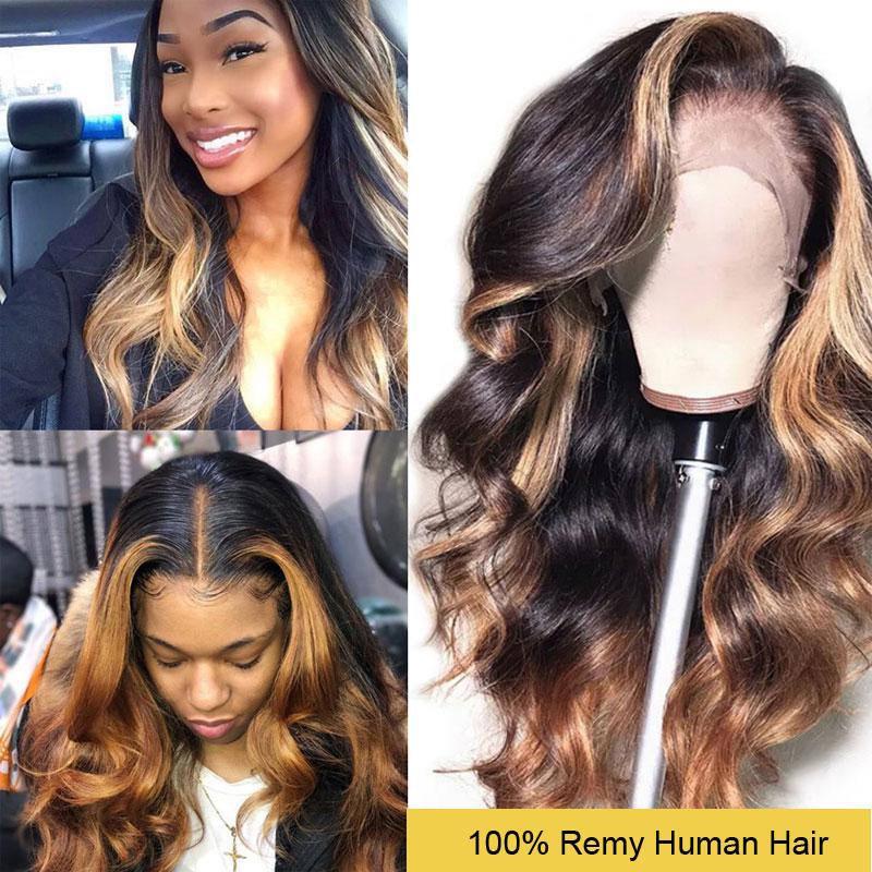 Ombre Blonde 13x4 Lace Front Human Hair Wig with Brazilian Body Wave