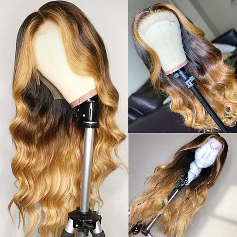 Ombre Blonde 13x4 Lace Front Human Hair Wig with Brazilian Body Wave