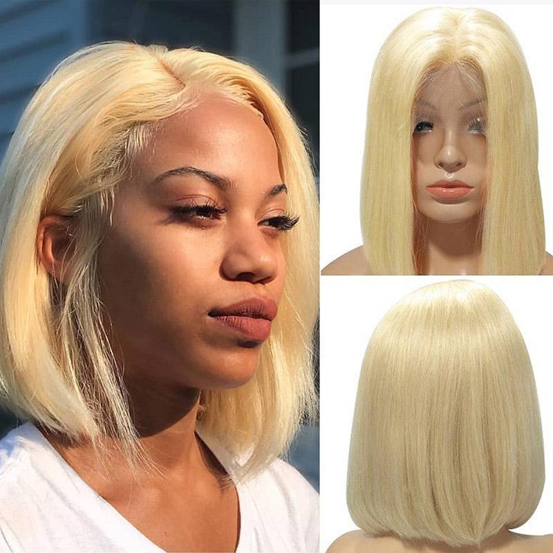 Blonde Bob Lace Front Wig Styled - Brazilian Human Hair