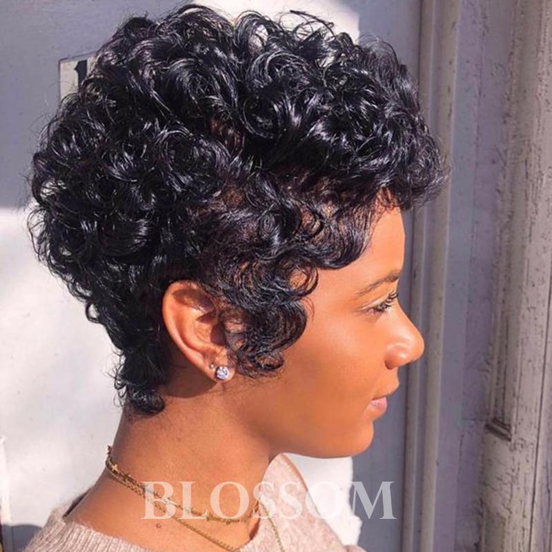 Natural Look with Brazilian Pixie Cut Curly Wig 