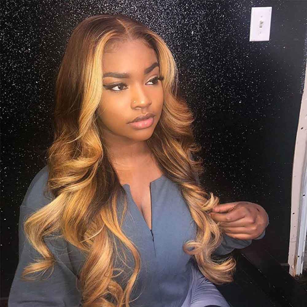 Honey Blonde Wavy Full Lace Human Hair Wig